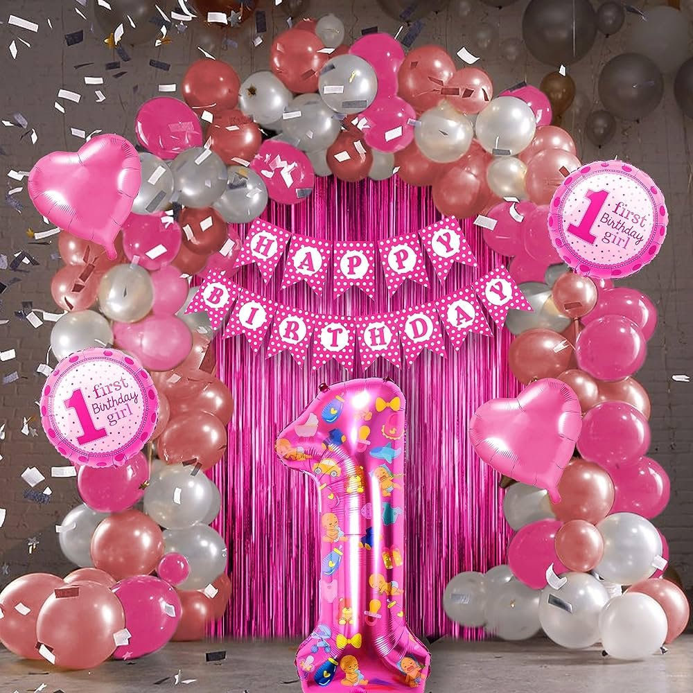 1st Birthday Girl Decoration Set - 65-Piece