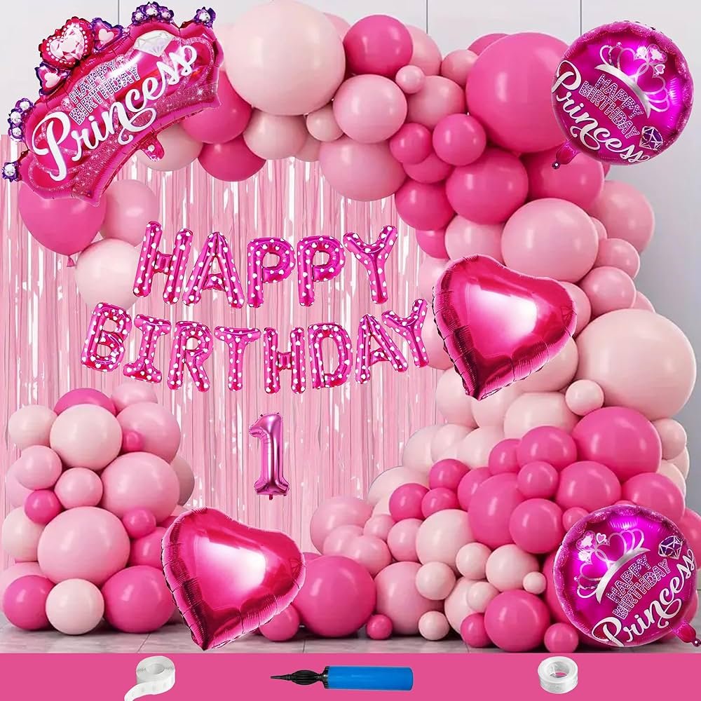 1st Birthday Girl Decoration Set - 65-Piece - Image 3