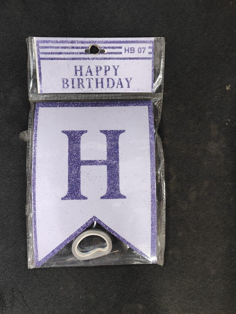Fancy Happy Birthday Banners with Ribbon Purple Navy