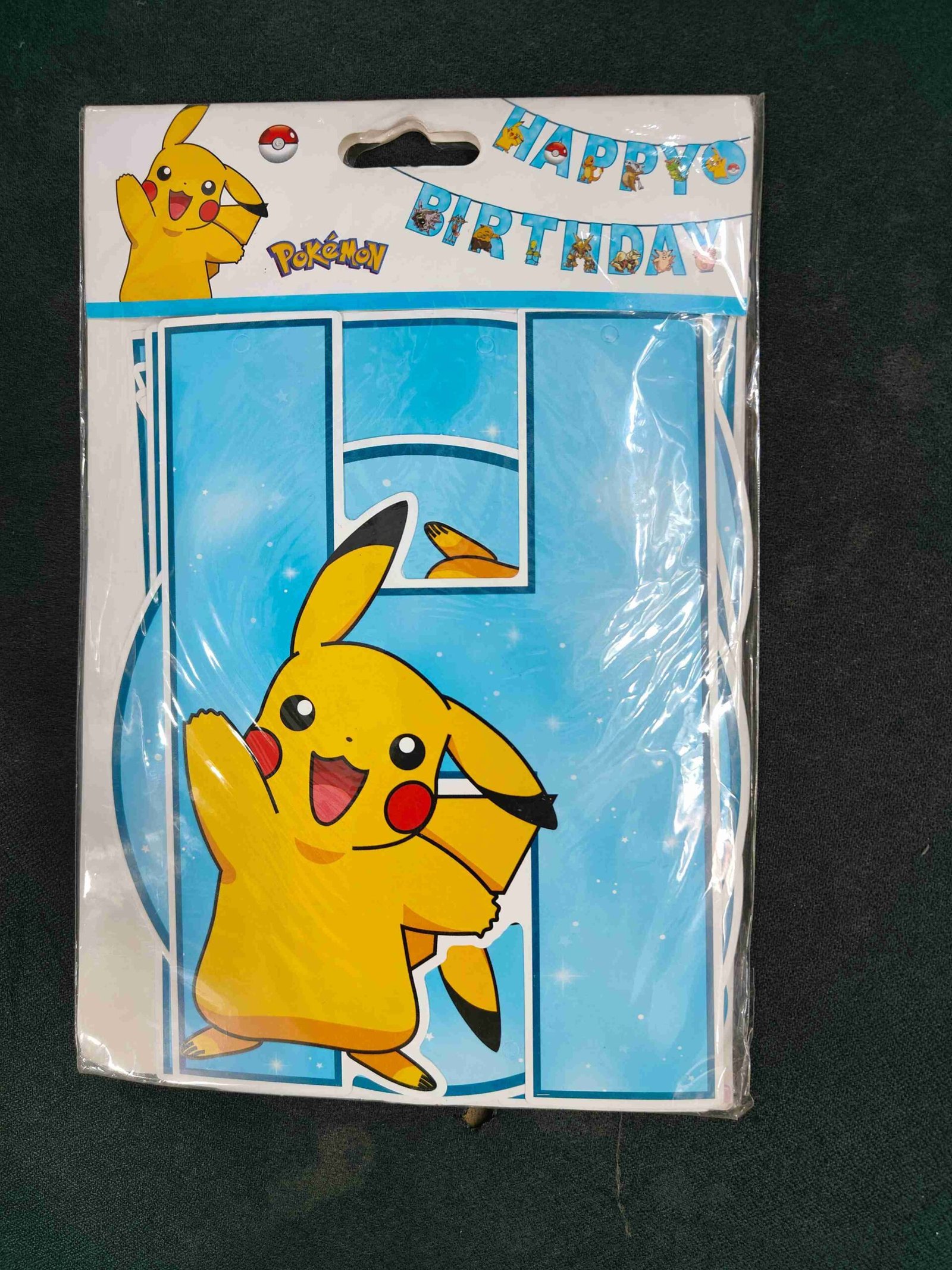 Party brithday banners Pikachu in sky blue color