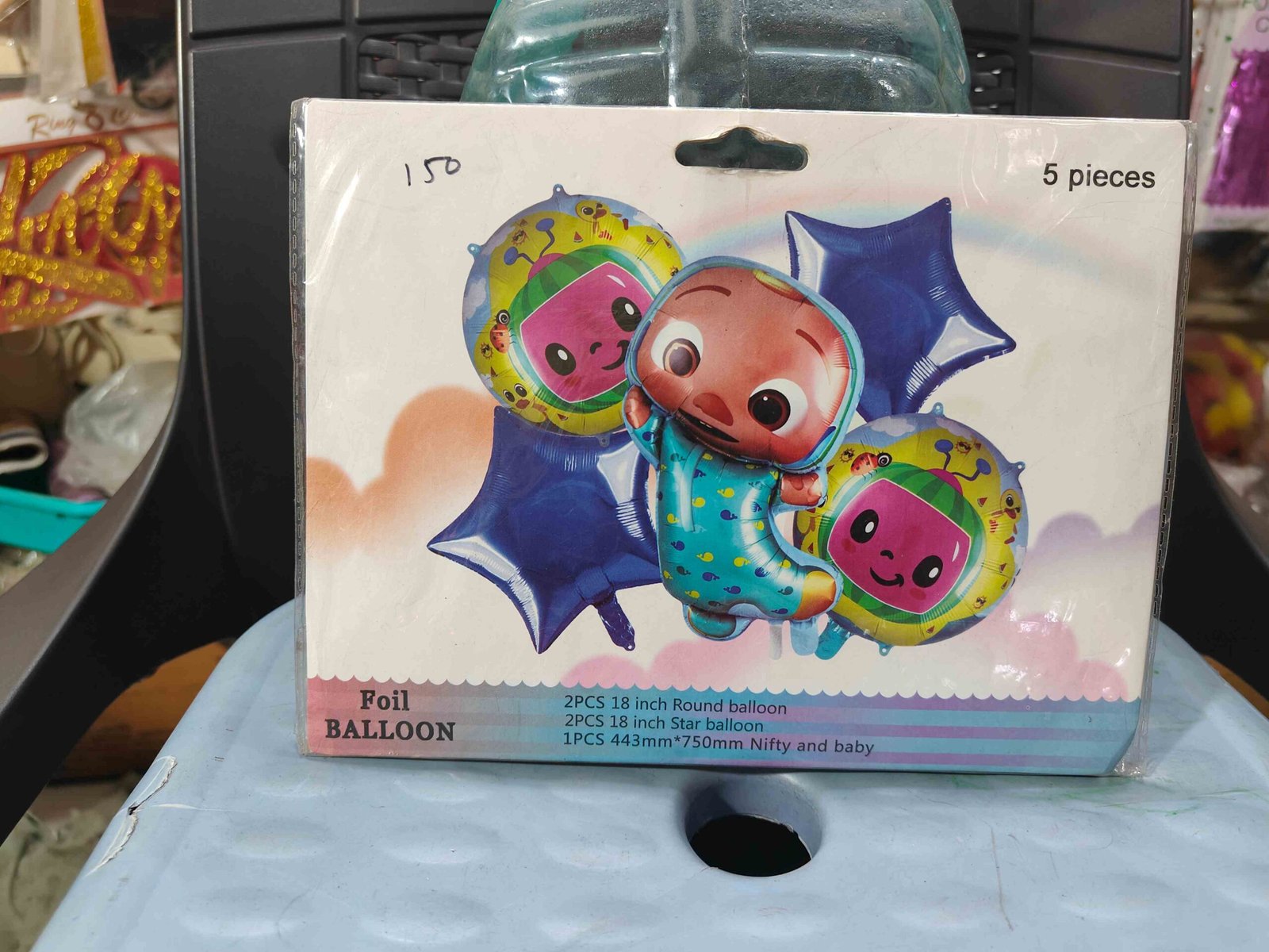 5 Pcs Cocamelon cart Theme Foil Balloon for Birthday Decoration items For Kid