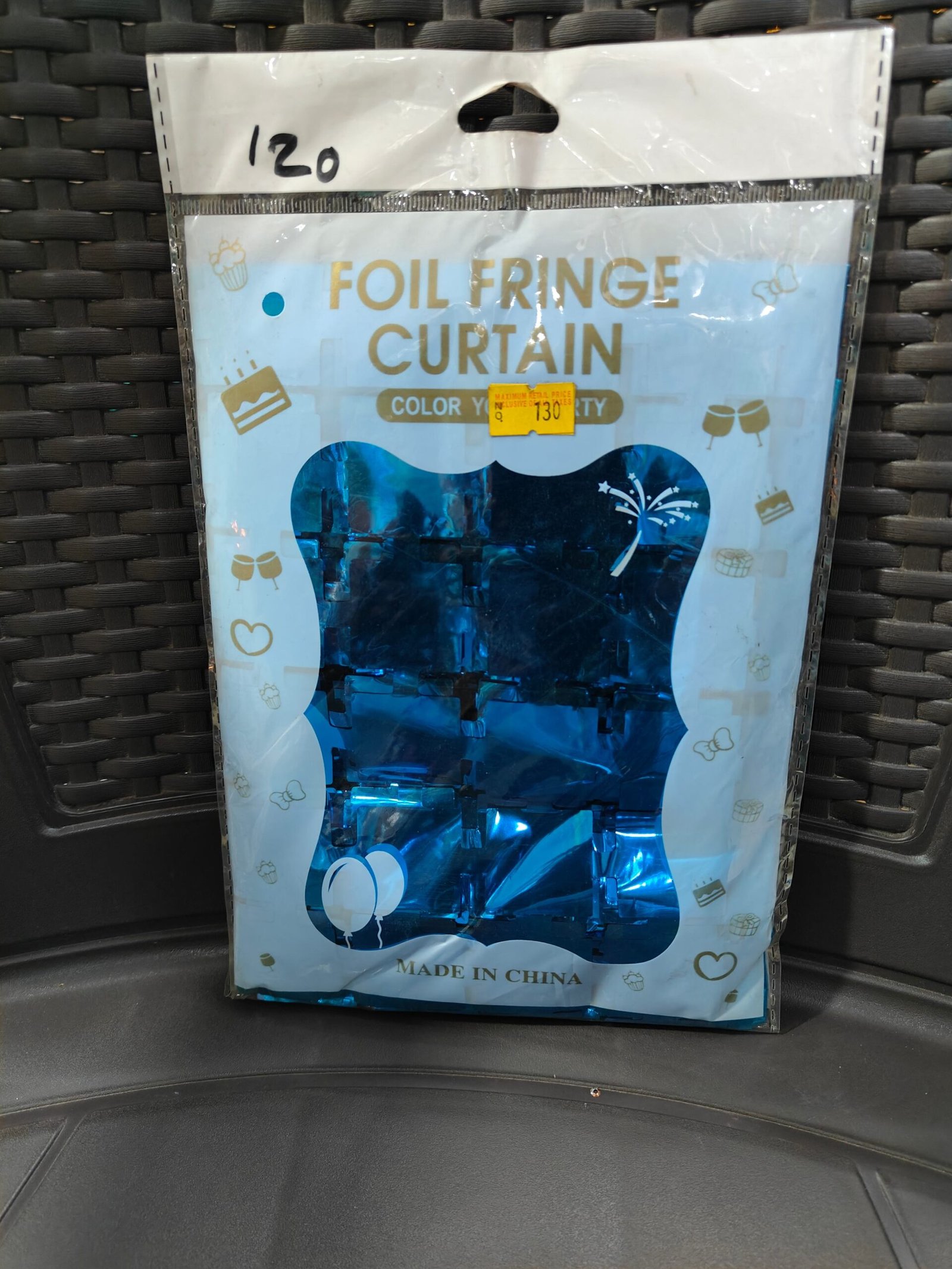 Square Foil Curtains for Birthday Decoration in blue color