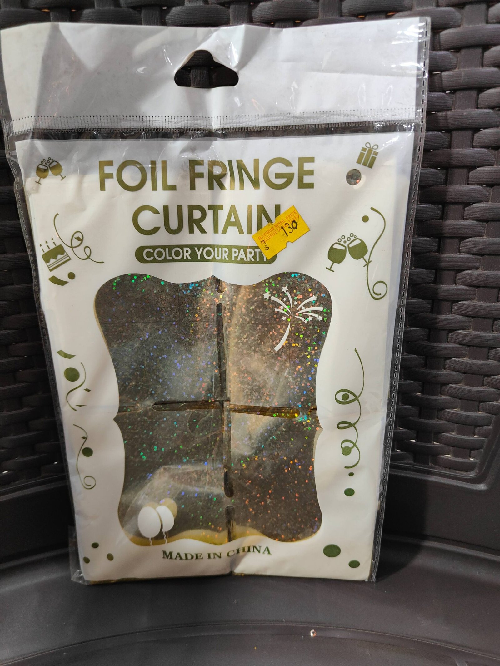 Square Foil Curtains for Birthday Decoration in Grey color