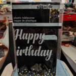 Disposable Plastic Tablecloth Plastic Table Cover Cloth for decoration black with text birthday