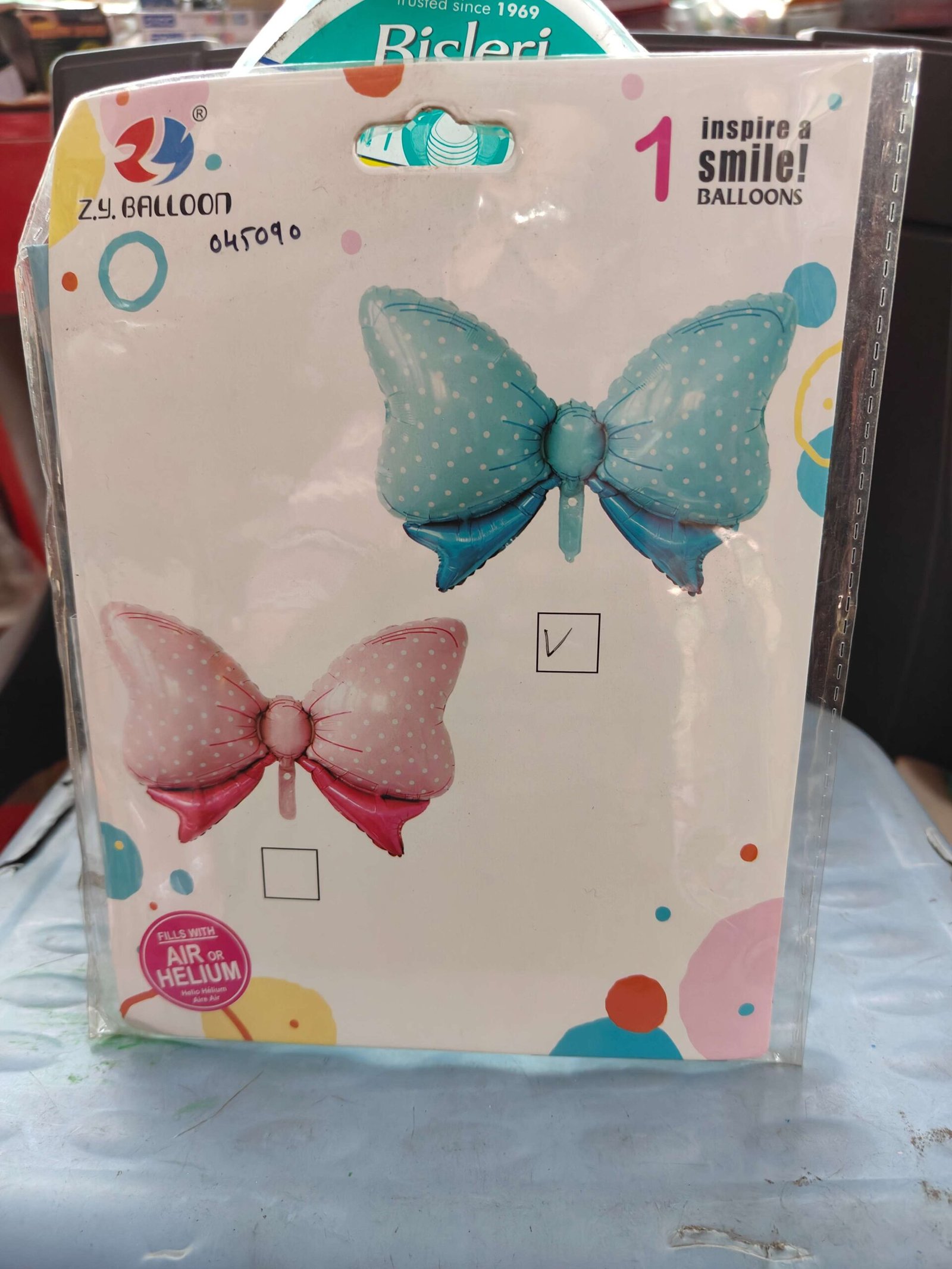 Bowtie Balloon, Pink Bow Balloon and Blue Bow Balloons