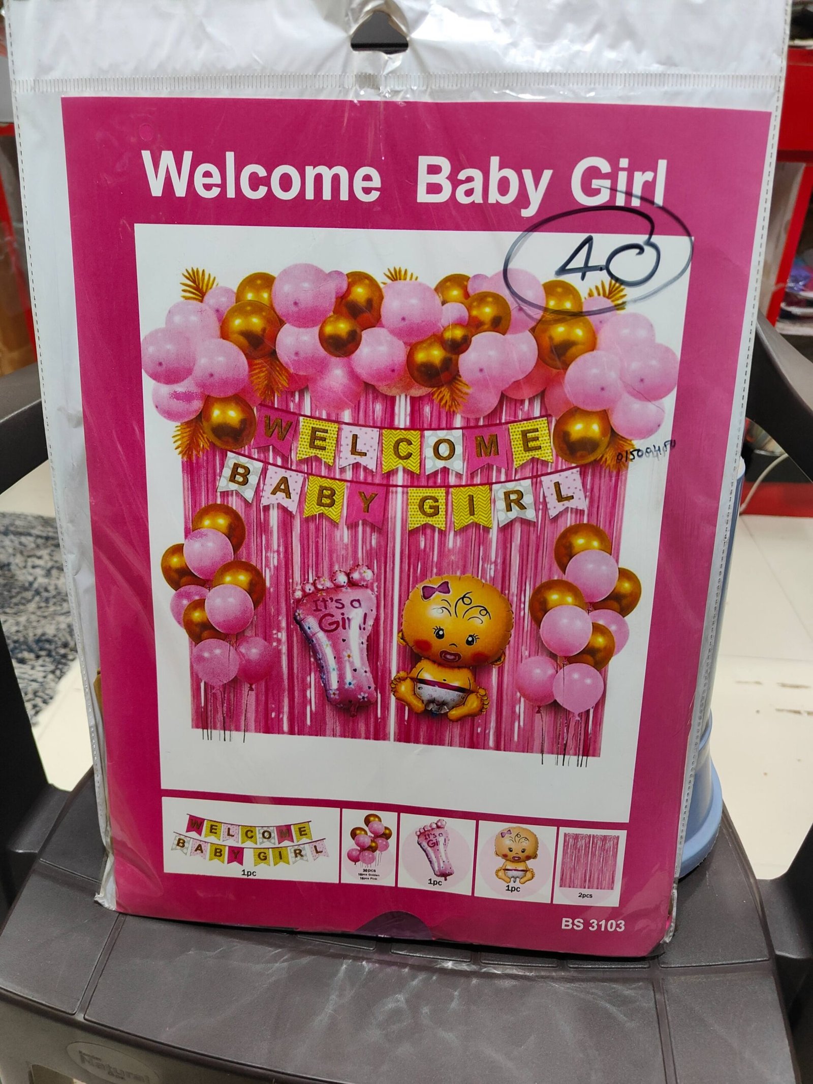GRAND Welcome Baby Girl Balloons Decoration Set Fanncy