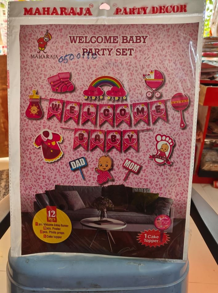 Welcome Baby Decoration kit in pink color